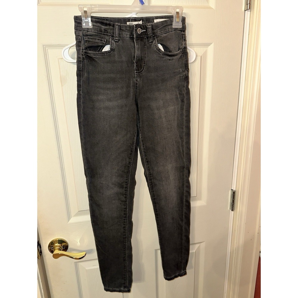 Profile High Rise Skinny Jeans Dark Gray Woman's Size 01